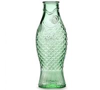 Carafe en verre pour l'eau | Collection Fish & Fish par Paola Navone | Carafe 850 ml | Bouteille conteneur transparent vert pour boissons