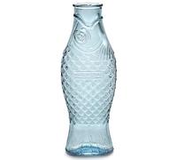 Carafe en verre pour l'eau | Collection Fish & Fish par Paola Navone | Carafe 850 ml | Bouteille transparente bleu pour boissons | Convient comme vase
