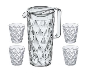 Carafe et verres à eau CRYSTAL en set, 4 pcs, 250 ml/ 1,6 l, Koziol