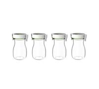 Carafe FOSA avec couvercle sous vide, ensemble de 4 pièces, 4 carafes en verre (370 ml x4), pichet sous vide - pour thé glacé, jus, lait