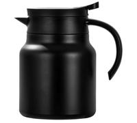 Carafe Isotherme avec Poignée, Acier Inoxydable Noir, Infusion Thé | Double Paroi en Verre, Couvercle Hermétique, Usage Extérieur et Petit-déjeuner, Prise Sûre
