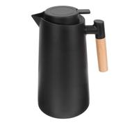 Carafe Isotherme Domestique 1l en Verre PP Poignée Bois Noire | Usage Maison, Design Délicat et Finition Soignée, Portable, Conservation Longue Durée, pour Eau ou Café