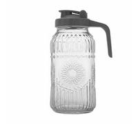 Carafe Jar Pichet Cruche Récipient Distributeur en Verre Verre Sain et Inodore Couvercle Étanche PP Volume 64oz Gradué Poignée Sûre et Stable Adaptée, 64OZ, size to 4