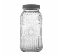 Carafe Jar Pichet Cruche Récipient Distributeur en Verre Verre Sain et Inodore Couvercle Étanche PP Volume 64oz Gradué Poignée Sûre et Stable Adaptée, 64OZ, size to 3