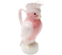 Kare Carafe design Exotic Bird, blanc/rose, peinte à la main, design animal, exotique, pichet à eau, vase, vase décoratif, Dolomite émaillée, 30 x 17 x 11,5 cm (H x l x P)