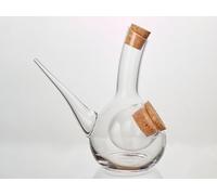 Carafe porrón rafraîchisseur artisanale en verre soufflé 50 ompartiment à glaçons indépendant - bec fin - double bouchon en liège - apéritif & cocktails