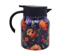 Carafe pour liquide chaud - Bouilloire à thé en acier inoxydable à fleurs vintage de 1000 ml, théière isolée avec infuseur à thé | Design isotherme rétro pour la maison, les amis, les femmes, les