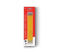 Caran d'Ache 0351.372 Lot de 4 crayons à papier en bois Jaune Avec gomme HB Emballage blister Taille env. 14 cm Multicolore