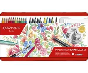 CARAN D'ACHE 3000123 CARAN D'ACHE SET BOTANICAL Mixed Media, 24 pièces