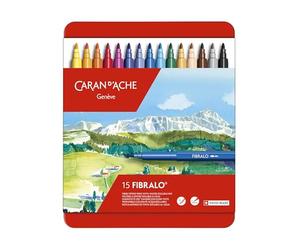 Caran d'Ache Fibralo Lot de 15 stylos fibre dans une boîte en métal, L'emballage peut varier