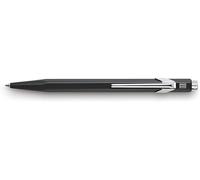 Caran d'Ache Metal-X Stylo à bille noir avec mécanisme d'impression - Couleur de l'encre : bleu - Bouton pression poli, 1 pièce (1 pièce)