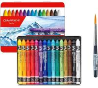 Caran d'Ache Neocolor II Pastels à la Cire Aquarellables Lot de 15 avec Pinceaux