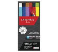 CARAN D'ACHE Neopastel Lot de 12 pastels à l'huile dans un étui en métal pour artistes - Fabriqué en Suisse