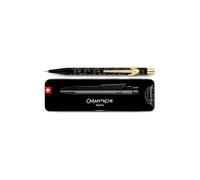 Caran d'Ache Porte-mines 849 Cheval Noir 0,5 mm Corps en aluminium Fabriqué en Suisse Noir avec motifs cheval doré Mine HB Porte-mine Designer Cadeau MF0844.525