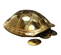 Carapace de Tortue Outil de Divination Style Chinois en Cuivre Vintage | Pièces Pièces de Monnaie Divinatoires, Surface Polie, Ornement Décoratif pour Autel, Feng Shui, Maison ou Table