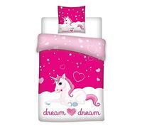 Carbotex Housse de Couette avec taie d'oreiller réversible modèle Licorne 140x200cm 100% Microfibre, 186498