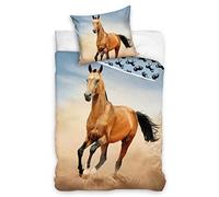 Carbotex Housse de Couette Horse Junior 140 x 200/65 cm en Coton Marron