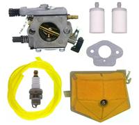 Carburateur avec filtre à air et bougie d'allumage pour tronçonneuse Husqvarna 50 51 55 Walbro WT-170. Remplace la référence 503281504.~0848