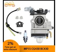 Carburateur de tondeuse à gazon pour Walbro CG430 CG520 BC430 BC520 40-5 44-5 43cc 49cc 50cc 52cc débroussailleuse moteur 2 temps carburateur MP15 kit 2
