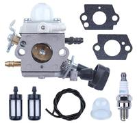 Carburateur pour STIHL BG86 BG86 C BG56 SH86 Souffleur, ADEFOL Carburateur avec Joint + Filtre Essence + Tuyau Essence + Bougie Allumage Pièces de Rechange Carburetor Accessoire