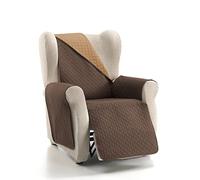 CARDENAL TEXTIL Rubí Couvre-canapé Bicolore réversible Polyester, Beige/Marron, 1 Place/Relax