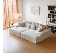 Cardiff canapé 4 places assise profonde en velours côtelé beige