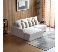 Concept Usine - Canapé d'angle Cardiff - 2-3 places, assise profonde, velours côtelé beige