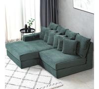 Concept Usine – Canapé d'angle Cardiff 2-3 places assise profonde velours côtelé vert