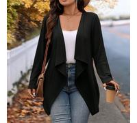 Cardigan en tricot long de grande taille avec col asymétrique, pour sortir et travailler en hiver 0XL,1XL,2XL,3XL,4XL,5XLTissu tricoté