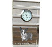 Cardigan Welsh Corgi I - horloge en verre avec photo, photo de chien en cristal, horloge sur pied personnalisée pour bureau de la marque Art-Dog