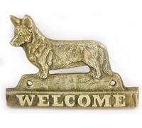 Cardigan Welsh Corgi - plaque de porte avec chien, plaque de bienvenue en laiton, plaque exceptionnelle avec l'inscription « Welcome » de la marque Art-Dog