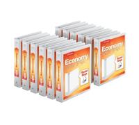 Cardinal ClearVue Classeurs économiques à 3 anneaux, 3,8 cm, anneaux ronds, peut contenir 350 feuilles, vue de présentation ClearVue, antiadhésive, blanc, carton de 12 (90631)