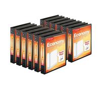Cardinal ClearVue Classeurs économiques à 3 anneaux, 3,8 cm, anneaux ronds, peut contenir 350 feuilles, vue de présentation ClearVue, antiadhésive, noir, carton de 12 (90630)
