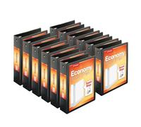 Cardinal ClearVue Classeurs économiques à 3 anneaux, 7,6 cm, anneaux ronds, peut contenir 625 feuilles, vue de présentation ClearVue, antiadhésive, noir, carton de 12 (90650)