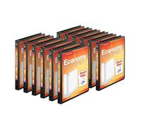 Cardinal ClearVue Classeurs économiques à 3 anneaux, anneaux ronds de 1,6 cm, peut contenir 125 feuilles, vue de présentation ClearVue, antiadhésive, noir, carton de 12 (90602)
