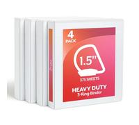Cardinal Lot de 4 classeurs à 3 anneaux de 3,8 cm, anneaux en D, blanc, peut contenir 375 feuilles (29400)