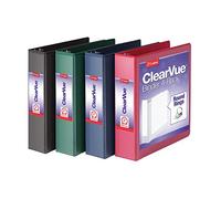 Cardinal Lot de 4 classeurs à 3 anneaux pour l'école et le bureau, classeur durable de 5,1 cm avec anneaux ronds, peut contenir 475 feuilles, couvertures ClearVue, antiadhésives, sans PVC, couleurs