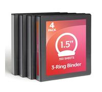 Cardinal Lot de 4 classeurs à 3 anneaux ronds de 3,8 cm, noir, peut contenir 350 feuilles (79519)