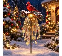 Cardinal Memory Fountain Solar Light, Memorial Garden Stake | Weather-Resistant Cardinal Yard Decor with Cascading Snowflake Lights(1pack)