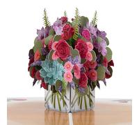 Cardology - Carte Pop-Up Bouquet de Roses 3D | Carte d'Amour pour Saint-Valentin, Anniversaire, Fête des Mères, Cadeau pour Elle | Carte de Vœux Florale | Fait Main et Souvenir Éternel