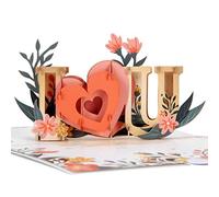 Cardology- Carte pop-up Je t'aime | Cartes de fête des mères, cartes de Saint Valentin ou cartes d'anniversaire | Fait à la main, 15cm X 20cm
