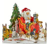 Cardology - Carte pop-up Santa Dogs - Carte de Noël caritative pour les amoureux des chiens, chiens et chats Battersea Home sous licence officielle
