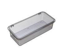 cardyven Organiseur de tiroir de cuisine avec couvercle et égouttoir, récipient de rangement transparent pour comptoir d'argenterie, porte-ustensiles en plastique, plateau à couverts pour (Grise)