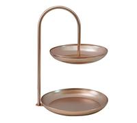 cardyven Plateau de service de fruits en fer à 2 niveaux, organisateur de bijoux de table en fer forgé, plateau de rangement, panier de fruits rangement rond pour table basse, fête (Or Rose)