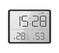 cardyven Réveil numérique Intelligent, Horloge Murale LCD numérique à Grand écran avec température et humidité intérieure, Horloge électronique Multifonction pour Chambre à Coucher, (Noire)