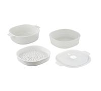 CARE + PROTECT Cuiseur Vapeur Micro-Ondes 4L, 2 Plateaux, sans BPA, Blanc