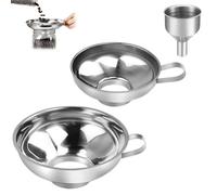 CAREDGO 3 Pièces Entonnoir à Confiture en INOX, Entonnoir de Cuisine à Large Ouverture Argent Entonnoir pour Pot de Confiture Entonnoir de Mise en Conserve pour Liquides Poudres Haricots Huiles