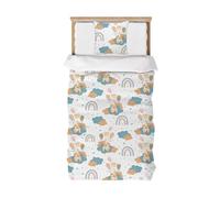 Caregchrisj Housse de Couette 140x200cm Enfant, Multicolore Microfibre Parure de Lit 1 Personne Arc-en-Ciel et Girafe - 1 Parure de Couette avec Fermeture Eclair + 1Taie d'oreiller 65x65cm.