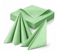 Carehabi 25 Serviettes en Papier 40x40 cm Vert, Effet Tissu | Doux et absorbants, résistants et faciles à plier, mariage, réception, fête, décoration de table