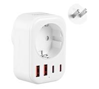 Carehabi Adaptateur de Voyage Japon avec 2 USB-C + 2 USB-A, Prise USA Connecteur Fiche de Voyage Raccord Secteur pour États-Unis, Canada, Mexique, Philippines, Thaïlande, Laos, Cambodge